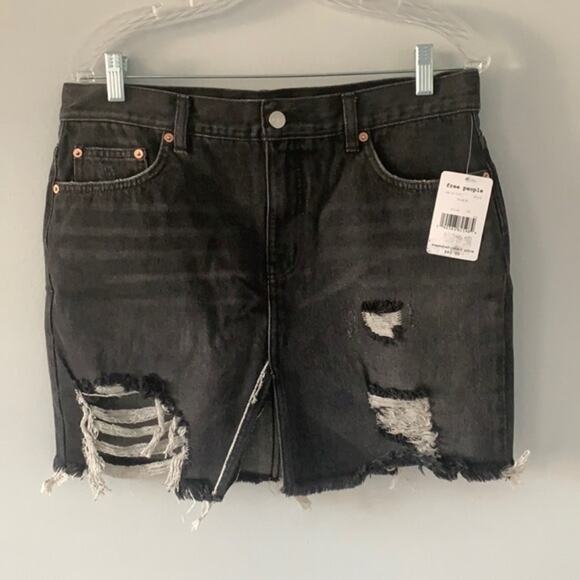 Free People Distressed Raw Hem Skirt - Picture 2 of 8